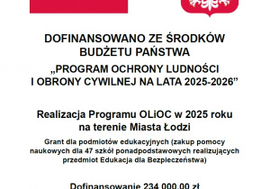 Informacja o dofinansowaniu grantu Ochrony Ludności i Obrony Cywilnej na lata 2025-2026.